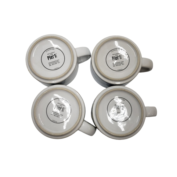 Pier 1 Stacking Christmas Village Winter Stoneware Mugs Set of 4 Metal S… - Picture 13 of 16